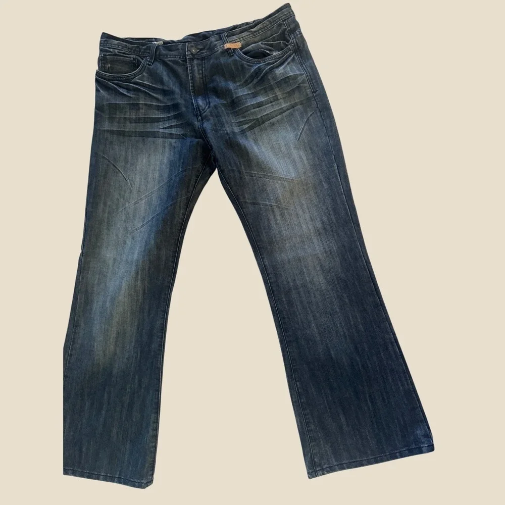 Buffalo Jeans Denim‎ Men Blue Embroidered Back Pocket Straight Leg